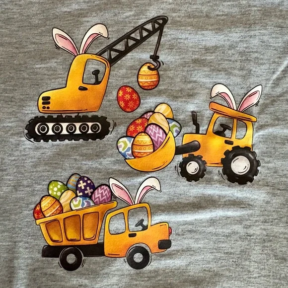 Toddler Digger Construction Easter Egg Gray T-Shirt Euro 100/USA 3T NEW - Picture 3 of 5